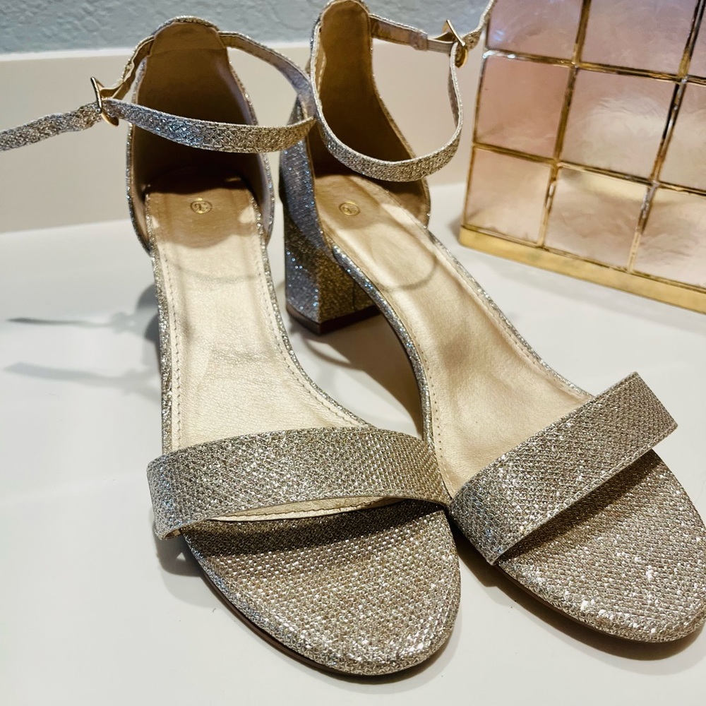 Gold glitter heels